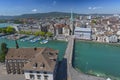 Aerial view of historic town centre of Zurich along Limmat river, Zurich, Switzerland Royalty Free Stock Photo