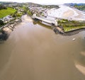 Aerial view of the historic town of Conwy with it`s medieval castle - Wales - United Kingdom Royalty Free Stock Photo