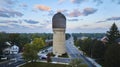 Aerial View of Historic Ypsilanti Water Tower at Dusk