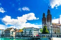 Aerial view of historic Zurich city center and river Limmat Royalty Free Stock Photo