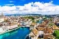 Aerial view of historic Zurich city center and river Limmat Royalty Free Stock Photo