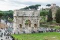 Aerial view of the historical Arch of Constantine in Rome