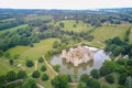 Aerial view of the historical Bodiam Castle