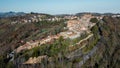 aerial view of the beautiful medieval village of Montegridolfo in the province