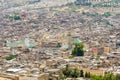 Aerial view of historical Moroccan Arabic town Fez with its city wall and soukhs Royalty Free Stock Photo