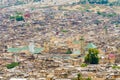 Aerial view of historical Moroccan Arabic town Fez with its city wall and soukhs Royalty Free Stock Photo