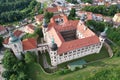 Aerial view of a historical old castle Kostelec nad Cernymi lesy