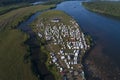 Aerial view of the historical reenactors camp. Venue of the historical festival Epic Coast - 2022