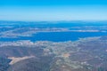 Aerial view of Hobart from Mount Wellington in Australia Royalty Free Stock Photo