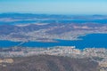 Aerial view of Hobart from Mount Wellington in Australia Royalty Free Stock Photo