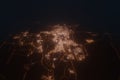 Aerial view on Hofuf (Saudi Arabia) from north. Top view on modern city at night from space Royalty Free Stock Photo