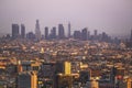 Aerial view of Hollywood Hills over looking Downtown Los Angele Royalty Free Stock Photo