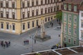 Aerial view of Holy Trinity Column at Cabbage Market Square - Brno, Czech Republic Royalty Free Stock Photo