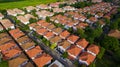 Aerial view of home village and green envrionmental in bangkok t Royalty Free Stock Photo