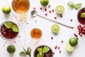 Aerial view of homemade summer drinks