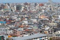 Aerial view of homes and apartments the densely populated residential area of Kita Ikebukuro, Toshima Ku, Tokyo Japan. Royalty Free Stock Photo