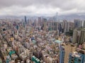 Aerial view of Hong Kong apartments in cityscape background, Sham Shui Po District. Residential district in smart city in Asia. T