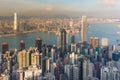 Aerial view, Hong Kong city central business downtown Royalty Free Stock Photo