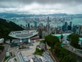 Aerial view of Hong Kong city and Peak Tower Royalty Free Stock Photo