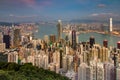 Aerial view Hong Kong crowded city central business downtown