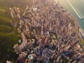 Aerial view of Hong Kong Downtown, China. Financial district and business centers in smart city in Asia. Top view of skyscraper Royalty Free Stock Photo