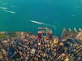 Aerial view of Hong Kong Downtown, China. Financial district and business centers in smart city in Asia. Top view of skyscraper Royalty Free Stock Photo