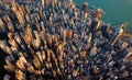 Aerial view of Hong Kong Downtown. Financial district and business centers in smart city in Asia. Top view of skyscraper and high Royalty Free Stock Photo