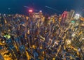 Aerial view of Hong Kong Downtown, Republic of China. Financial district and business centers in smart city in Asia. Top view of Royalty Free Stock Photo