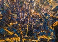 Aerial view of Hong Kong Downtown, Republic of China. Financial district and business centers in smart city in Asia. Top view of Royalty Free Stock Photo