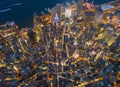 Aerial view of Hong Kong Downtown, Republic of China. Financial district and business centers in smart city in Asia. Top view of Royalty Free Stock Photo