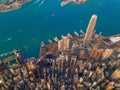 Aerial view of Hong Kong Downtown, Republic of China. Financial district and business centers in smart city in Asia. Top view of Royalty Free Stock Photo