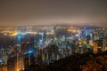 Aerial view of Hong Kong Downtown from Victoria Peak. Financial district and business centers in smart city and technology concept Royalty Free Stock Photo