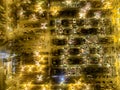 Aerial view of Hong Kong Night Scene, Kwai Chung in golden color Royalty Free Stock Photo