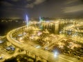 Aerial view of Hong Kong Night Scene, Kwai Chung in golden color Royalty Free Stock Photo