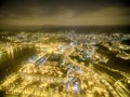 Aerial view of Hong Kong Night Scene, Kwai Chung in golden color Royalty Free Stock Photo
