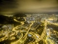 Aerial view of Hong Kong Night Scene, Kwai Chung in golden color