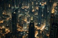 Aerial view of Hong Kong skyline at night