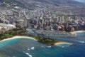 Aerial View of Honolulu Coastline and City Royalty Free Stock Photo