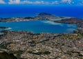 Aerial view Honolulu coastline in Hawaii from a helicopter Royalty Free Stock Photo