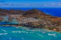 Aerial view Honolulu coastline in Hawaii from a helicopter Royalty Free Stock Photo