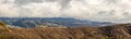 Aerial view of Honolulu, ocean, and foggy mountains from the summit of Diamond Head crater Royalty Free Stock Photo