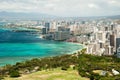 Aerial view of Honolulu and Waikiki beach from Diamond Head Royalty Free Stock Photo