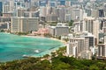 Aerial view of Honolulu and Waikiki beach from Diamond Head Royalty Free Stock Photo