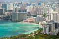 Aerial view of Honolulu and Waikiki beach from Diamond Head Royalty Free Stock Photo