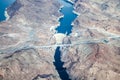 Aerial view of Hoover Dam and the Colorado River Bridge Royalty Free Stock Photo