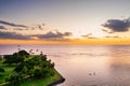 Aerial view of horizon at a golden hour sunset Royalty Free Stock Photo