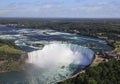 Aerial view of Horseshoe Falls including Hornblower Boat sailing on Niagara River Royalty Free Stock Photo