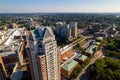 Aerial view of a hotel and city skyline Royalty Free Stock Photo