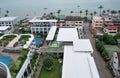 Aerial view of a hotel pool territory, neighborhood buildings and Jomtien Beach at Pattaya, Thailand Royalty Free Stock Photo