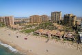 Aerial view of hotels on the sandy beach in Puerto Penasco, Sonora, Mexico